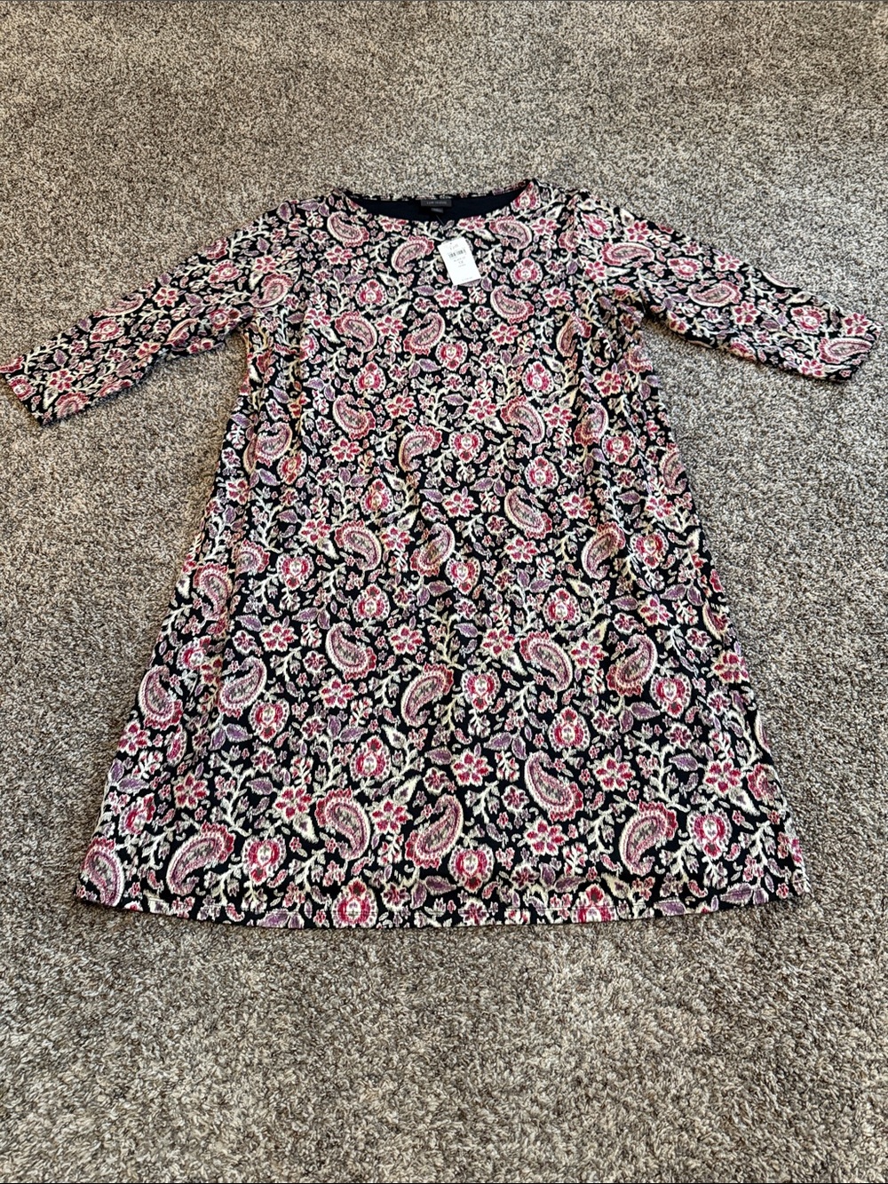 NWT J. Jill Wearever Dress with Pink and Purple Paisley Print Size 1X